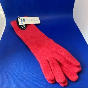 Portolano 13" cashmere gloves in a bright pink/coral color.